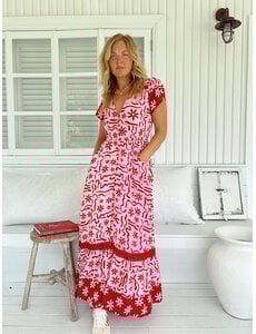 Jaase Lange Jurk Strawberry Spritz Carmen