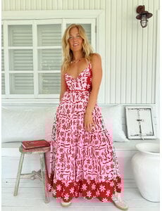 Jaase Lange Jurk Strawberry Spritz Bea