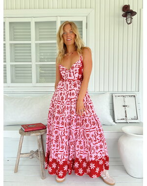 Jaase Lange Jurk Strawberry Spritz Bea