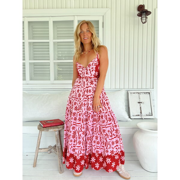 Jaase Lange Jurk Strawberry Spritz Bea | Jaase