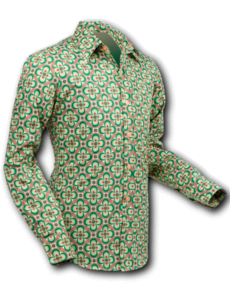 Chenaski Overhemd Dotsgrid creme-green