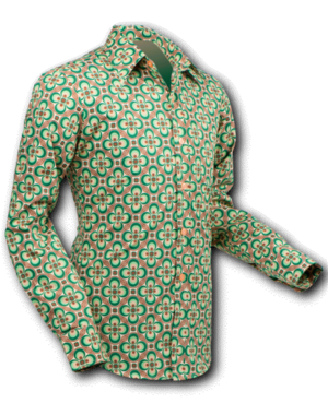 Chenaski Overhemd Dotsgrid creme-green