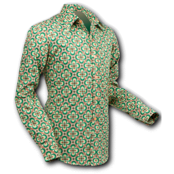 Chenaski Overhemd Dotsgrid creme-green | CHenaski