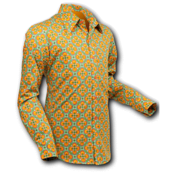 Chenaski Overhemd Dotsgrid light-green, orange | Chenaski