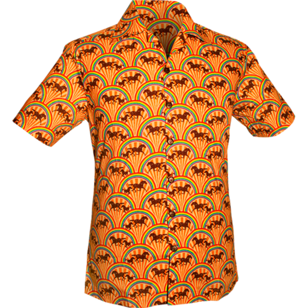 Chenaski Korte mouwen overhemd Rainbows & Horses dark-creme | Chenaski