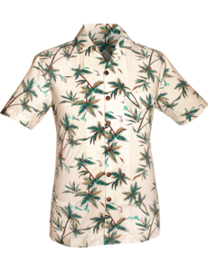 Chenaski Korte mouwen overhemd Palms off-white, brown, green
