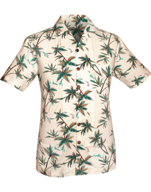 Chenaski Korte mouwen overhemd Palms off-white, brown, green