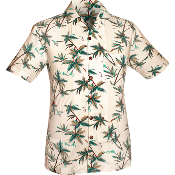 Chenaski Korte mouwen overhemd Palms off-white, brown, green | Chenaski