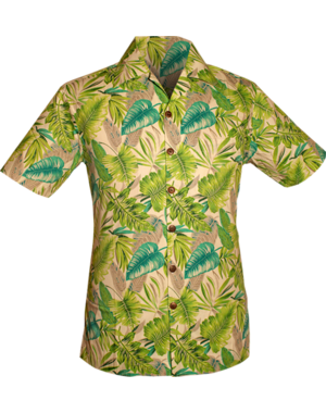 Chenaski Korte mouwen overhemd Jungle Plants creme, green, grey