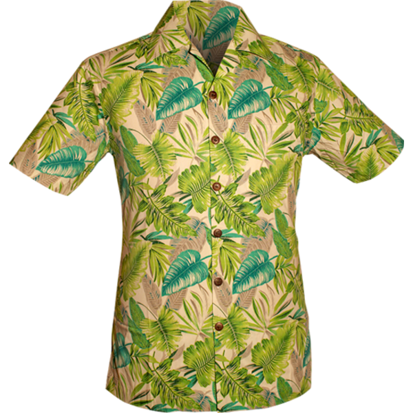 Chenaski Korte mouwen overhemd Jungle Plants creme, green, grey | Chenaski