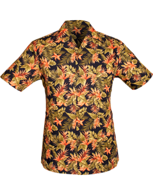 Chenaski Korte mouwen overhemd Jungle Plants navy, green, rose