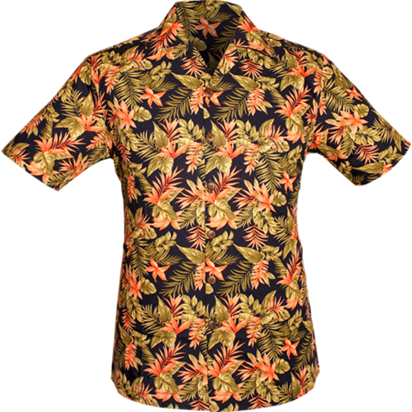 Chenaski Korte mouwen overhemd Jungle Plants navy, green, rose | Chenaski