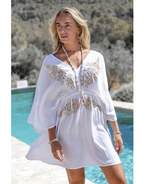 Ibzmode Korte Jurk Florita Rosas White