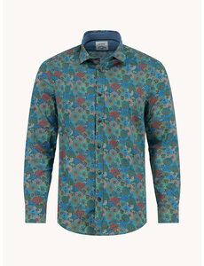 A Fish Named Fred Blouse Japanese Rounds Multicolor Green