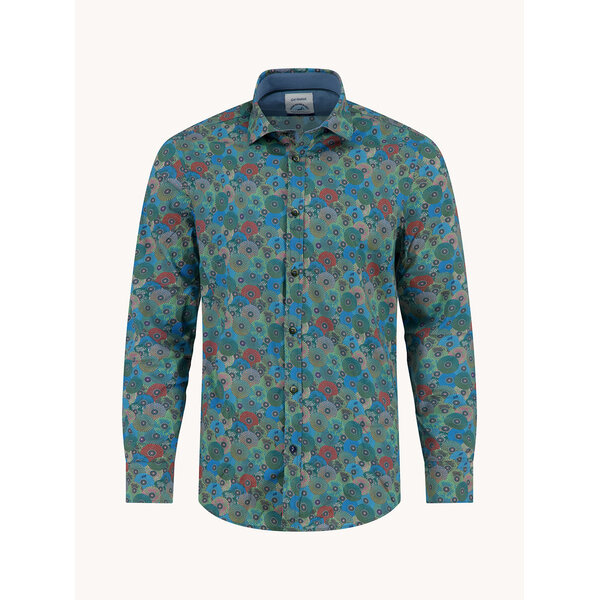A Fish Named Fred Blouse Japanese Rounds Multicolor Green | A Fish Named Fred