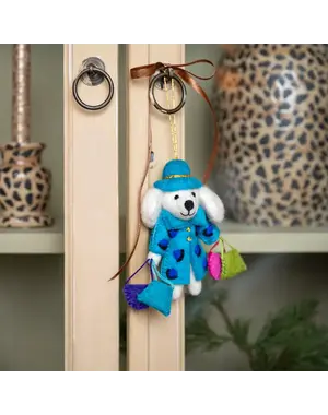 Sjaal met Verhaal Hanger Poedel Shopaholic Turquoise
