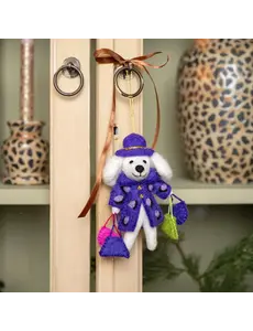 Sjaal met Verhaal Hanger Poedel Shopaholic Paars