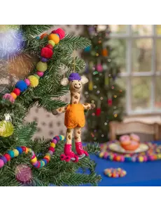 Sjaal met Verhaal Hanger Giraffe op Rollerskates Oranje
