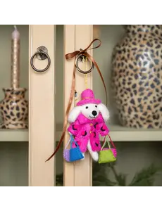 Sjaal met Verhaal Hanger Poedel Shopaholic Roze