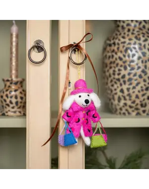 Sjaal met Verhaal Hanger Poedel Shopaholic Roze