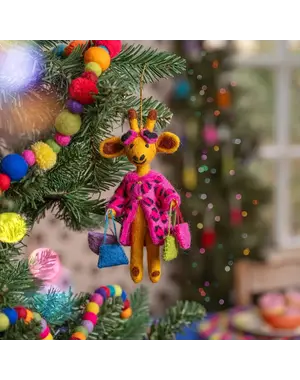 Sjaal met Verhaal Hanger Giraffe Shopaholic Roze