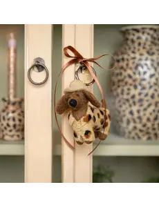 Sjaal met Verhaal Hanger Teckel Panter Beige