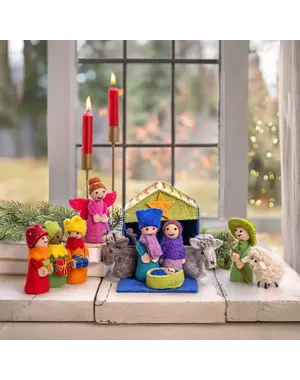 Sjaal met Verhaal Kerststal Multicolor