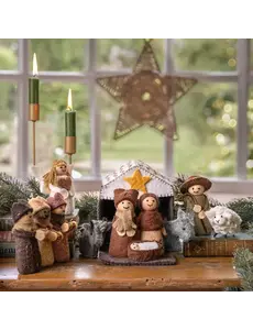 Sjaal met Verhaal Kerststal Bruin