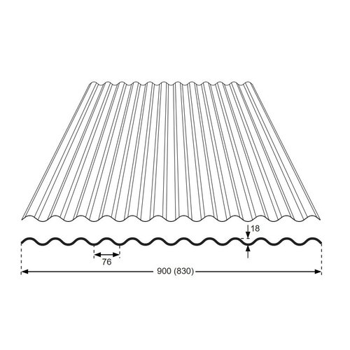 90 x 612 cm Polyester Golfplaat Transparant Type G 76/18