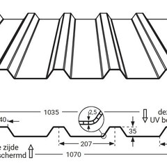 107 x 700 cm Profielplaat Polycarbonaat Transparant Type 207/35 Enkelwandig