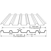 94,6 x650 cm  Profielplaat Polycarbonaat Transparant Type 183/40 Enkelwandig