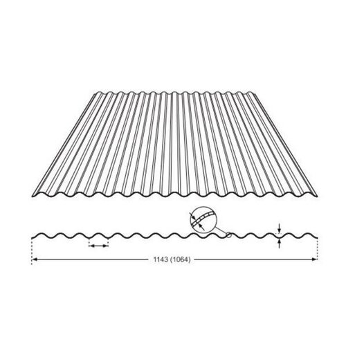 114,3 x 244 cm  Golfplaat Polycarbonaat Transparant Type H 76/18 Tweewandig