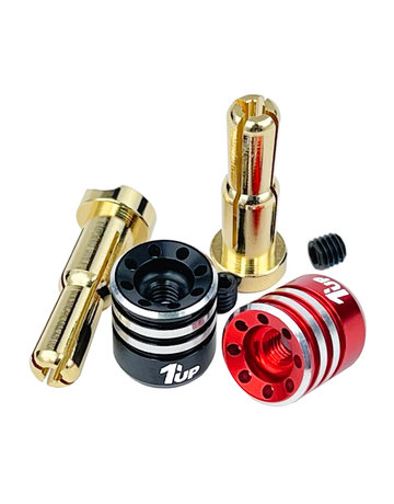 1up 190433,1up Racing LowPro Bullet Plugs & Grips - 4/5mm Stepped - Black/Red (2pcs)