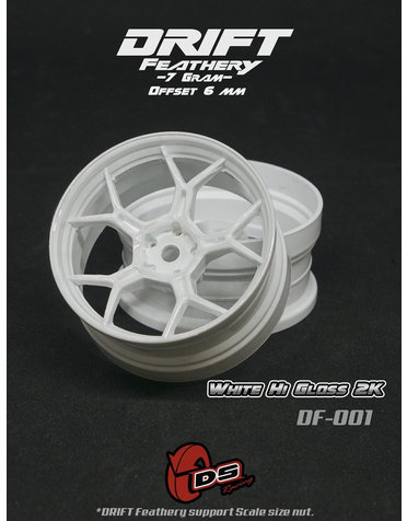 DS Racing DF-001 , DS Racing Drift Feathery Wheel (2pcs) / White Hi Gloss 2K / +6mm offset