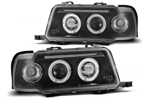 Koplampen dual halo rims geschikt voor Audi 80 B4 09 91-04 96 Angel Eyes zwart