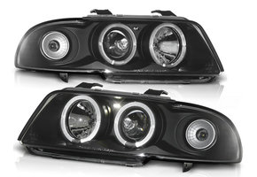 Koplampen dual halo rims geschikt voor Audi A4 11 94-12 98 Angel Eyes zwart