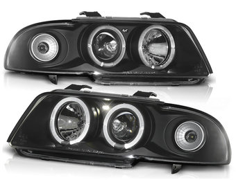 Koplampen dual halo rims geschikt voor Audi A4 11 94-12 98 Angel Eyes zwart