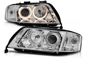Koplampen xenon geschikt voor Audi A6 06 01-05 04 Angel Eyes chroom