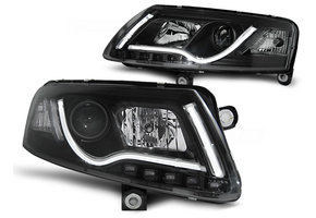 Koplampen met parkeerlicht geschikt voor Audi A6 C6 04 04-08 LED tube lights zwart