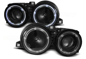 Koplampen dual halo rims geschikt voor BMW E30 11 82-06 94 Angel Eyes zwart