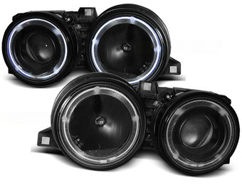 Koplampen dual halo rims geschikt voor BMW E30 11 82-06 94 Angel Eyes zwart