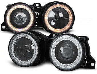 Koplampen dual halo rims geschikt voor BMW E30 11 82-06 94 Angel Eyes zwart