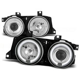 Koplampen dual halo rims geschikt voor BMW E32/E34 Angel Eyes chroom