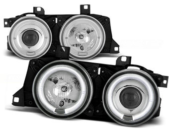 Koplampen dual halo rims geschikt voor BMW E32/E34 Angel Eyes chroom