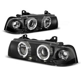 Koplampen dual halo rims geschikt voor BMW E36 12 90-08 99 Angel Eyes zwart