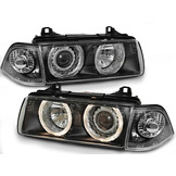Koplampen dual halo rims geschikt voor BMW E36 12 90-08 99 Angel Eyes zwart