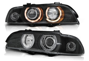 Koplampen xenon geschikt voor BMW E39 09 95-06 03 Angel Eyes D2S/H7 zwart