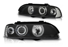 Koplampen dual halo rims geschikt voor BMW E39 09 95-06 03 Angel Eyes zwart CCFL