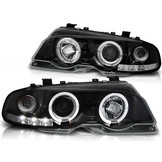 Koplampen dual halo rims geschikt voor BMW E46 04 99-03 03 coupe Angel Eyes zwart