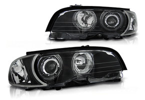 Koplampen dual halo rims geschikt voor BMW E46 04 99-03 03 coupe cabrio Angel Eyes CCFL zwart